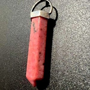 Sterling Silver Genuine Pink Rhodonite Crystal Point Necklace Sterling Chain